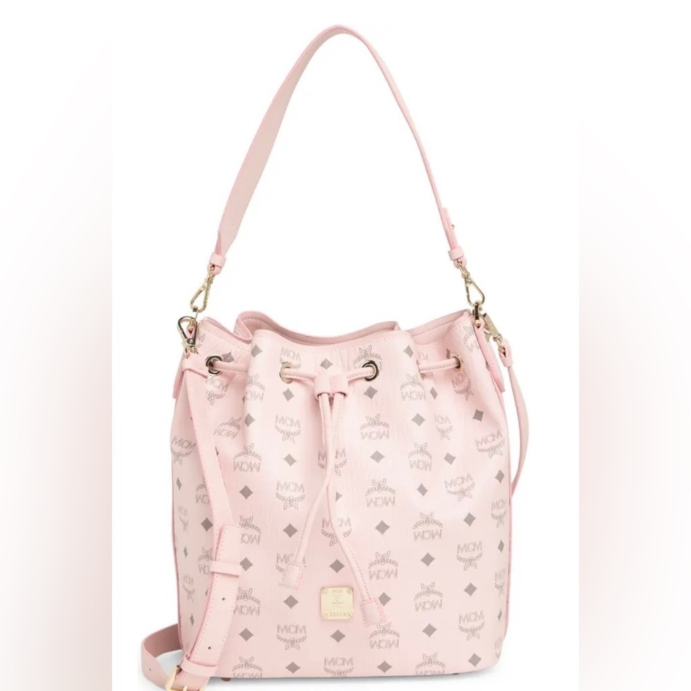 MCM Medium Aren Visetos Drawstring Crossbody Bag.